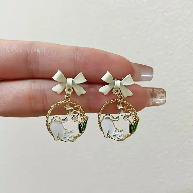 Boucles d'oreilles Chat et Muguet