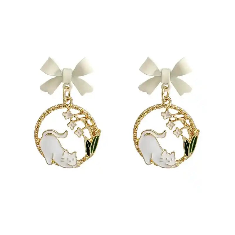 Boucles d'oreilles Chat et Muguet