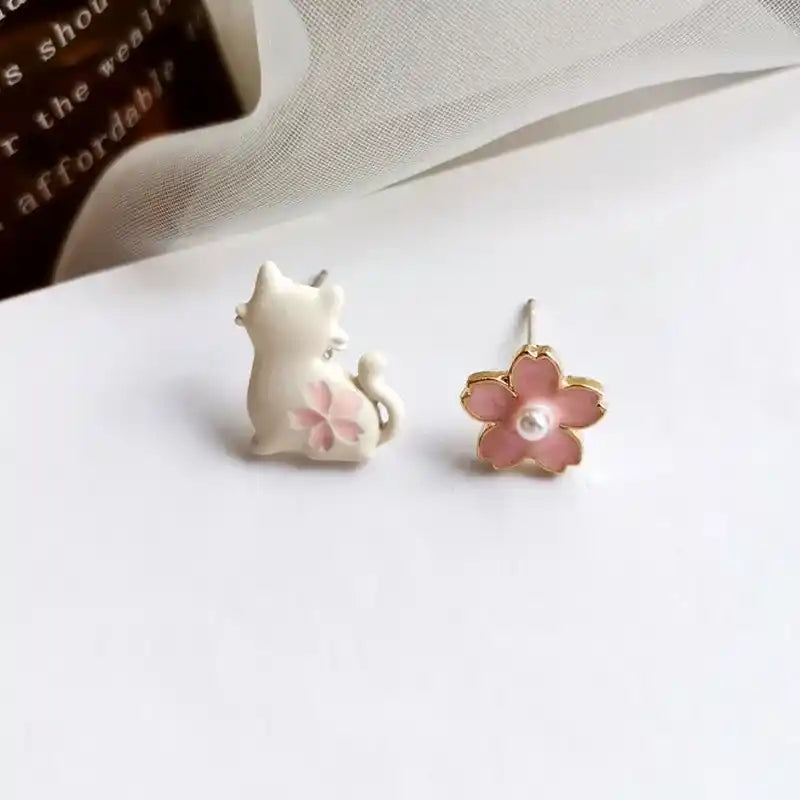 Boucles d'oreilles Chat et Sakura