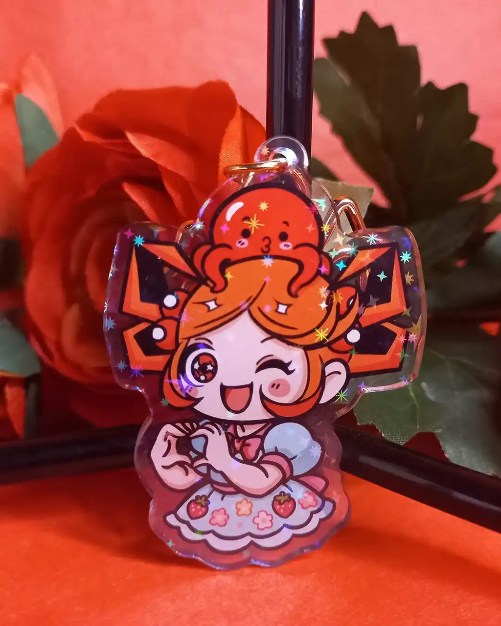 Porte-clé Geekélia et Takoyageek Fraise