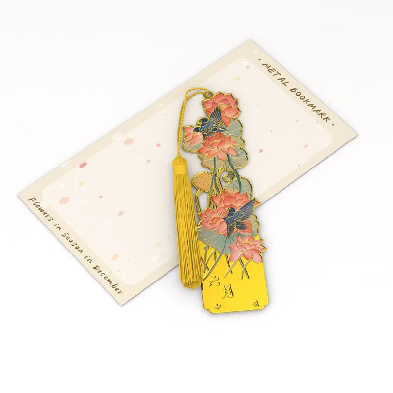 Marque-page Hirondelles et Fleurs de Lotus