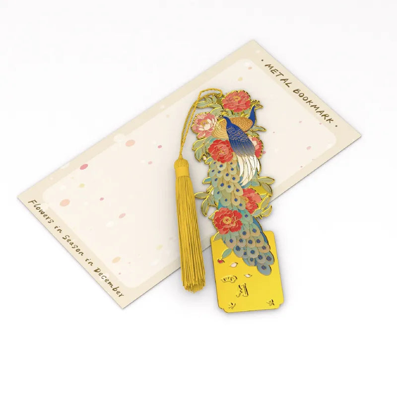 Marque-page Paons et Pivoines