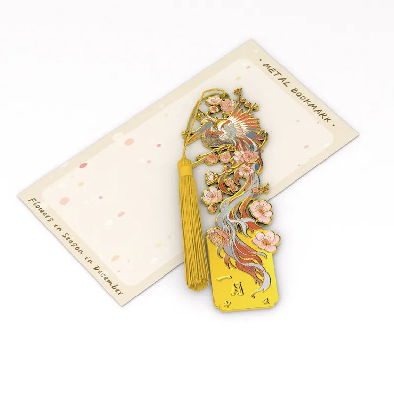 Marque-page Phénix et Fleurs de Prunier