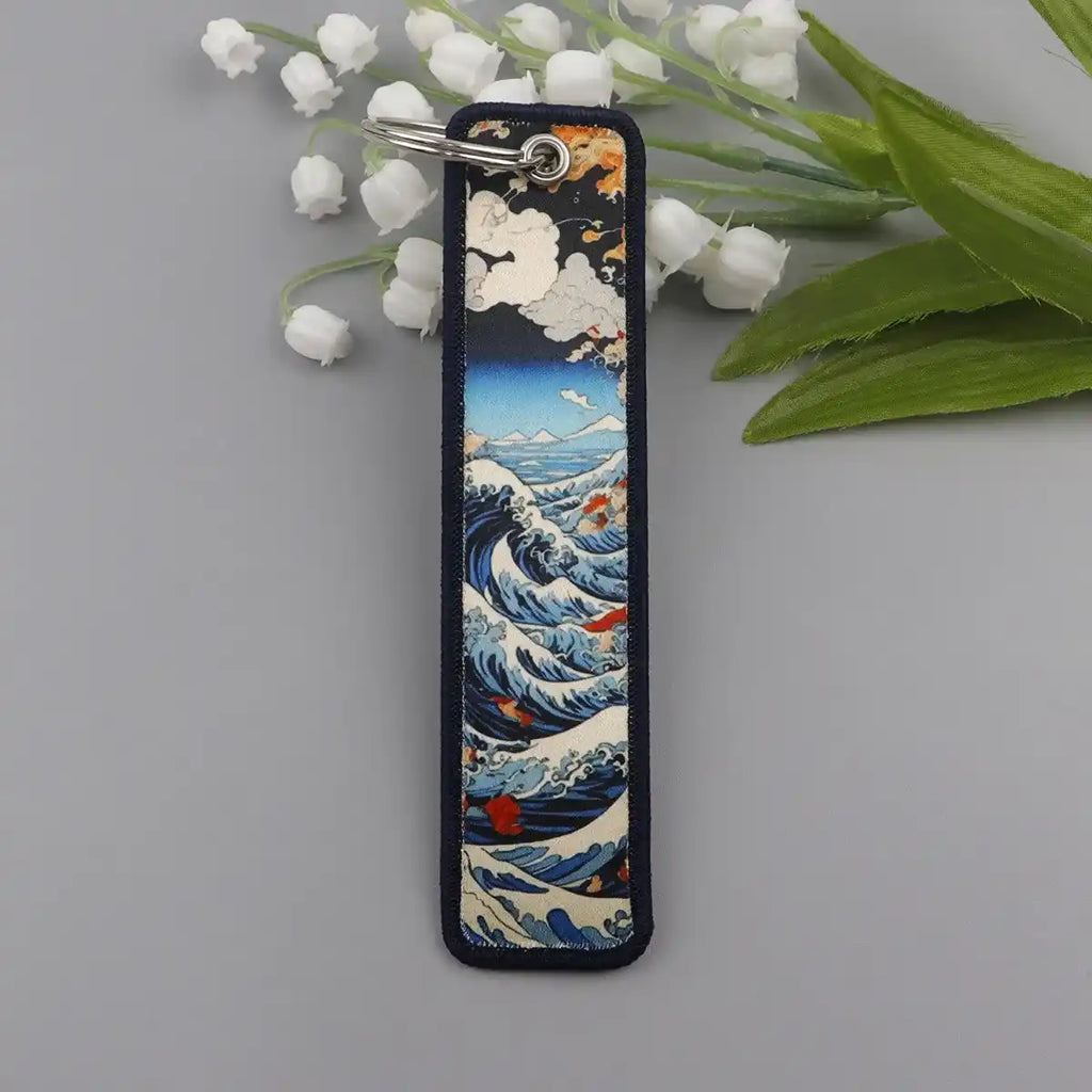 Porte-clé Vague de Kanagawa Bleu Océan #05