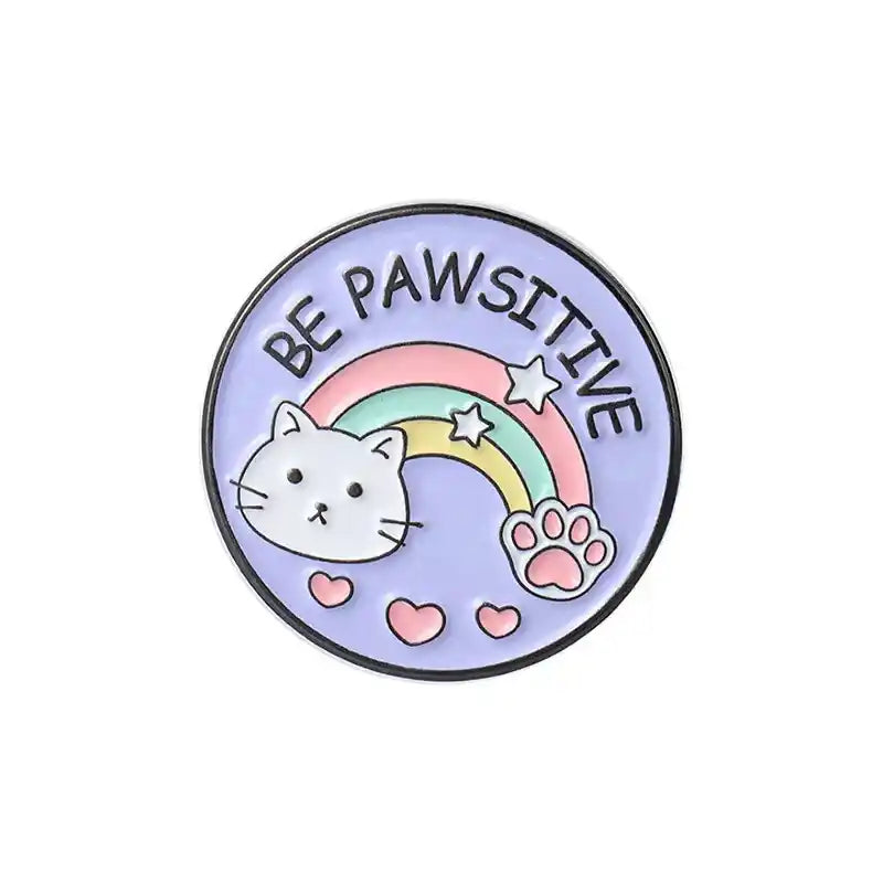 Pin's Chat Arc-en-Ciel Be Pawsitive