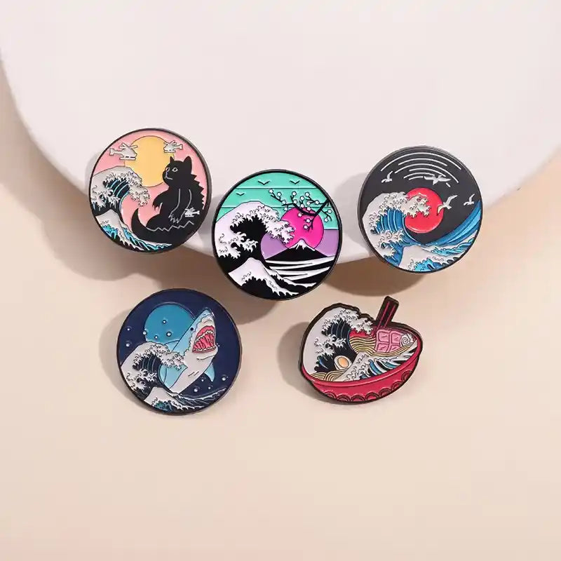 Pin's Vague de Kanagawa et Bol de Ramen
