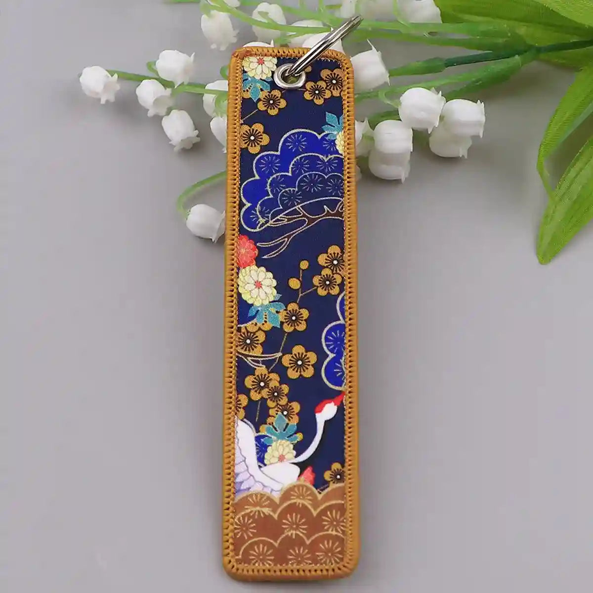 Porte-clé Grue et Sakura Nuit Ocrée #01