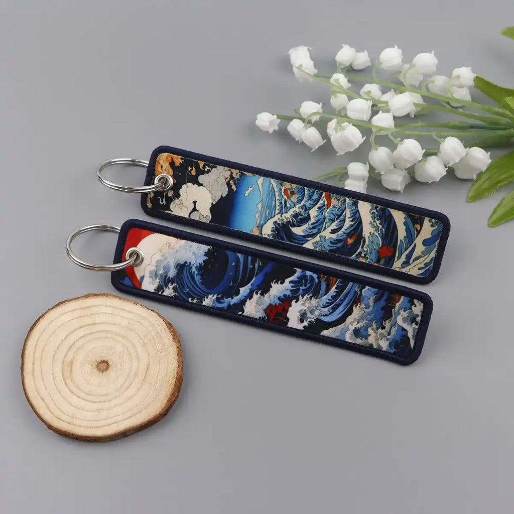 Porte-clé Vague de Kanagawa Bleu Océan #05