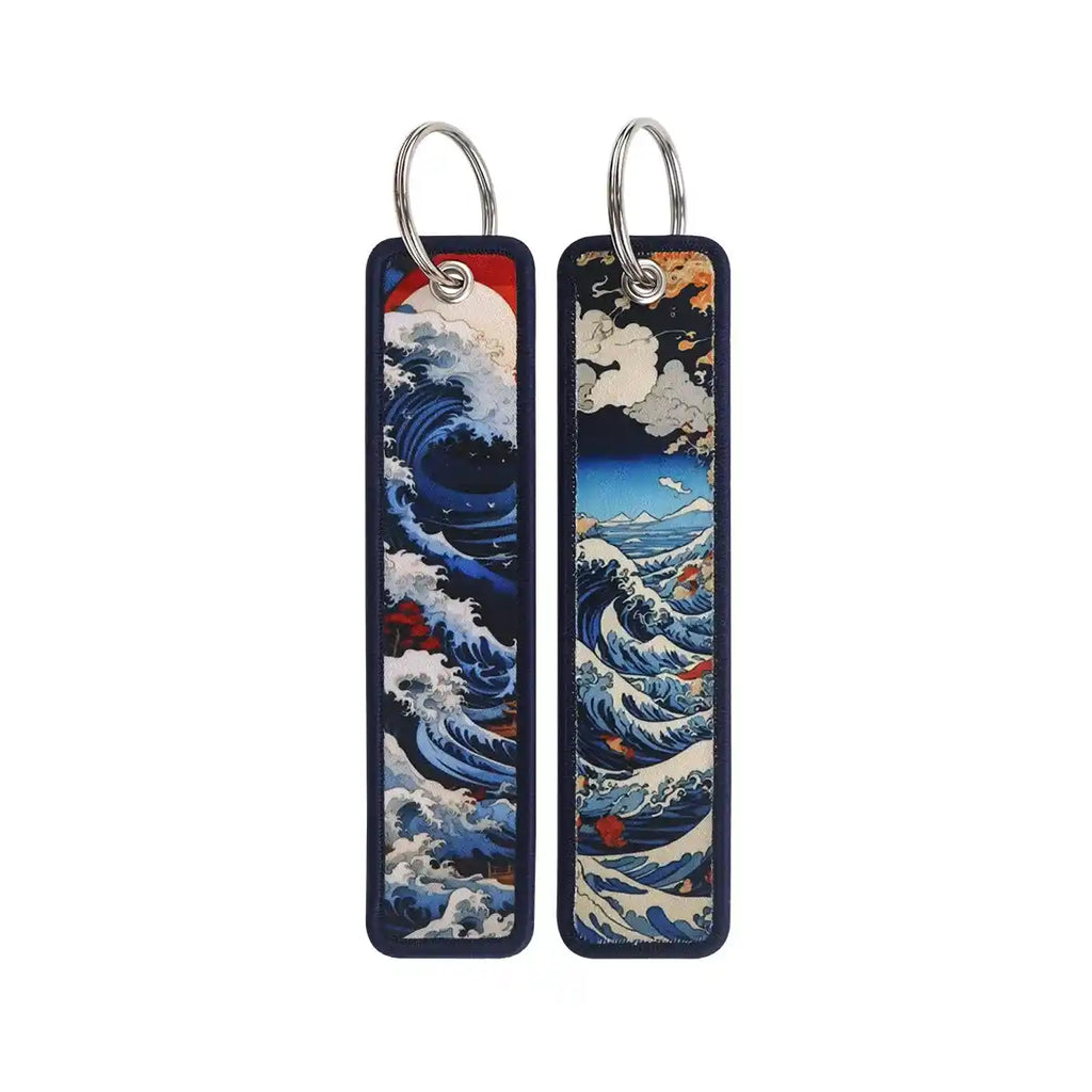 Porte-clé Vague de Kanagawa Bleu Océan #05