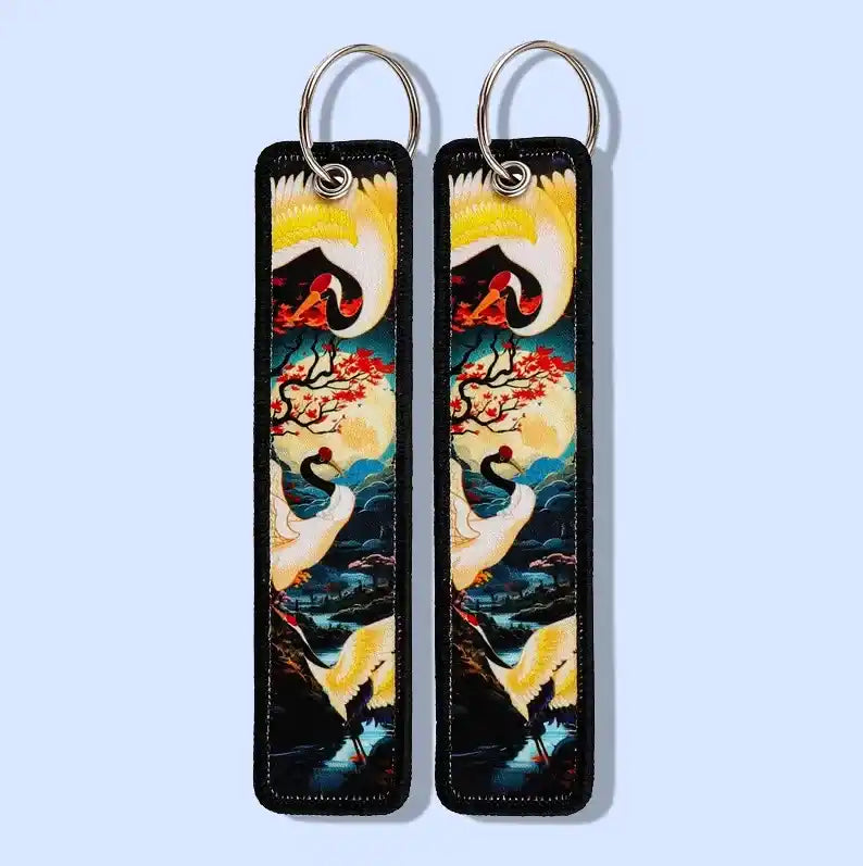 Porte-clé Grues au Clair de Lune Paysage Enchanté #17