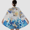 Veste Kimono Courte "Vagues et Grues"