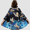 Veste Kimono Courte "Vagues et Grues"