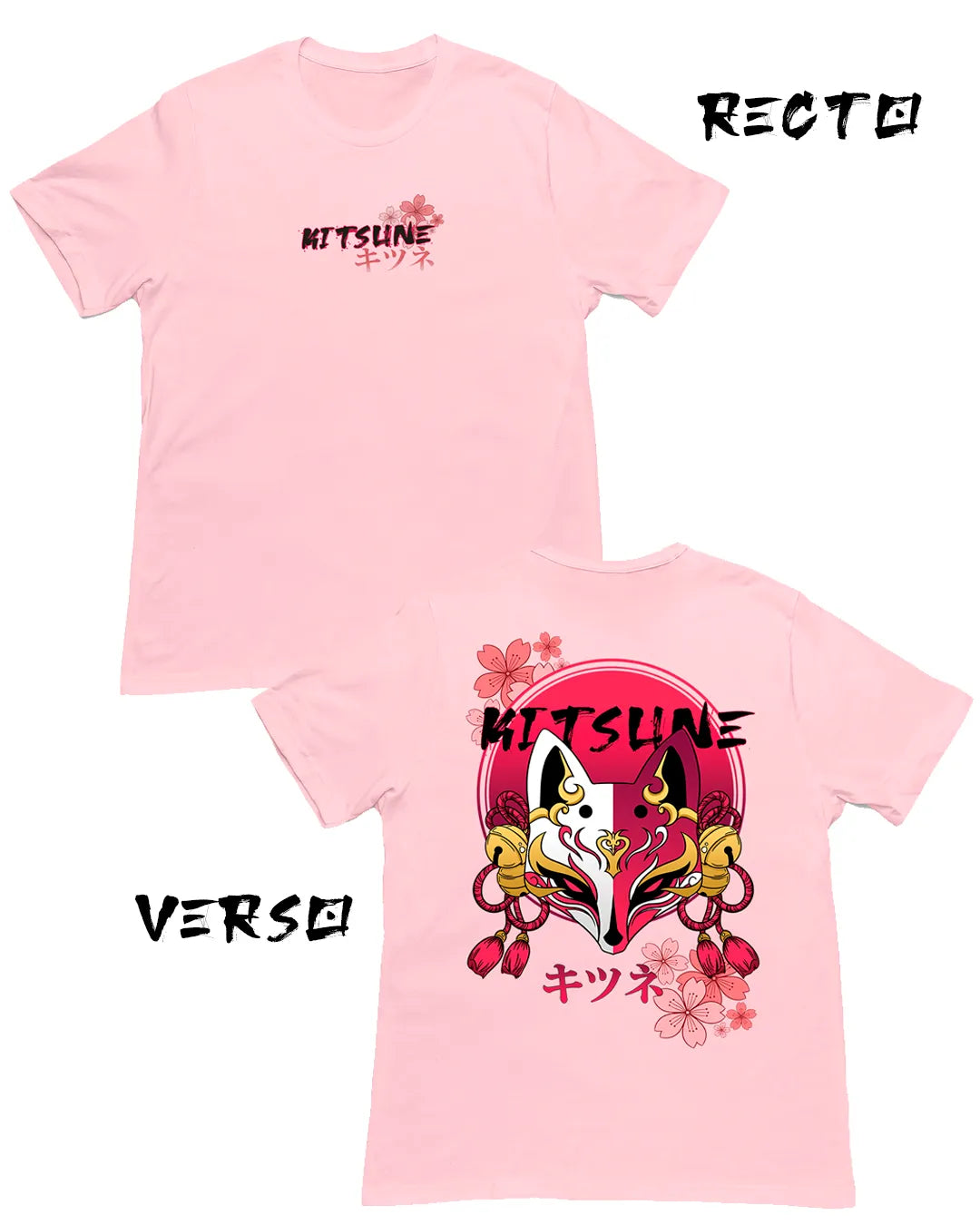 Masque Kitsune / T-shirt manga coton épais unisexe en précommande
